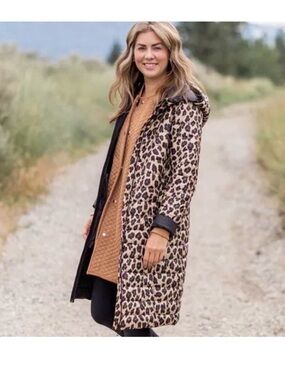 Joe Fresh Jillian Harris Jilly 2.0 Black and Tan Leopard Print Puffer Jacket